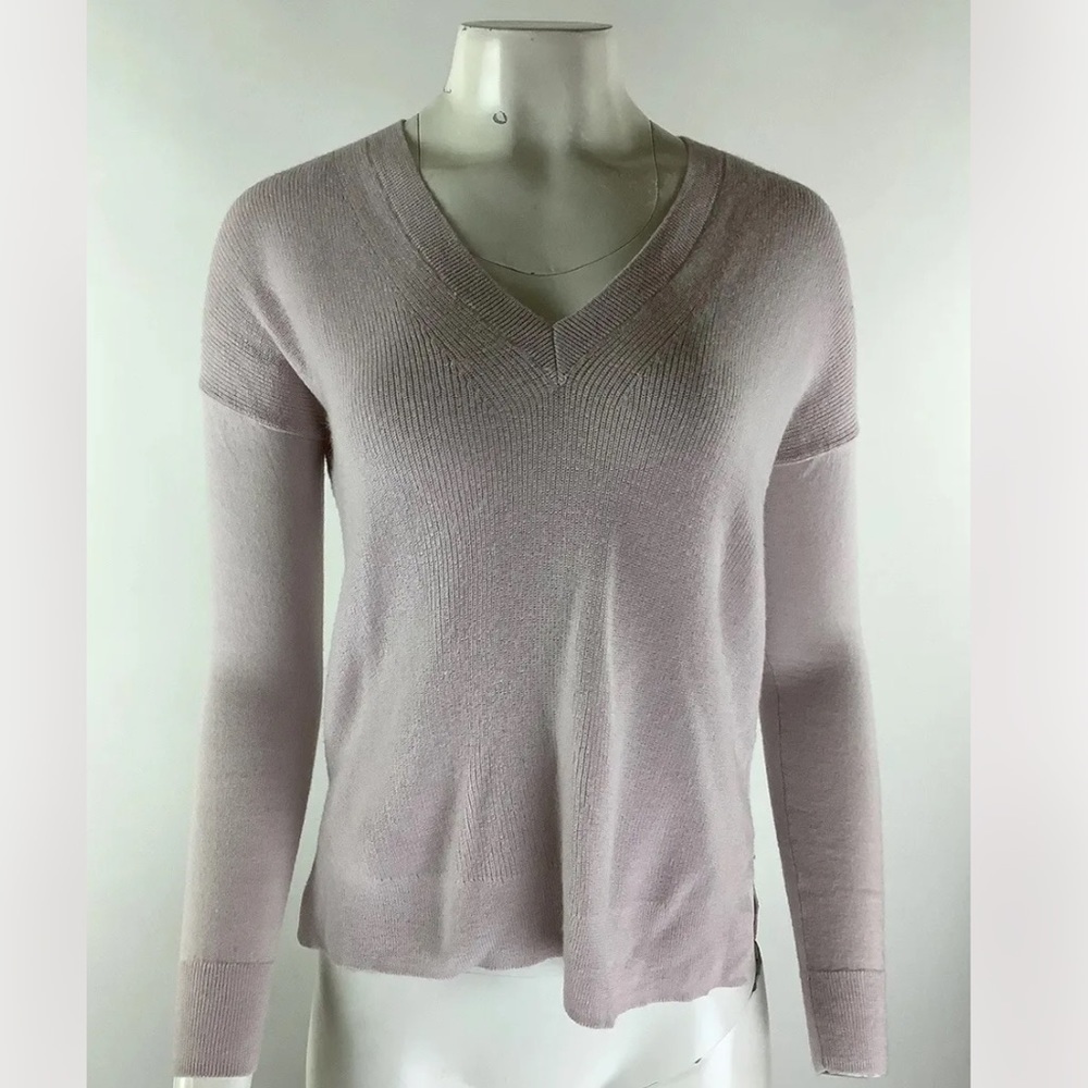 J Crew Sz XXS Merino Wool Blend V Neck Sweater In Blush Pink Lightweight